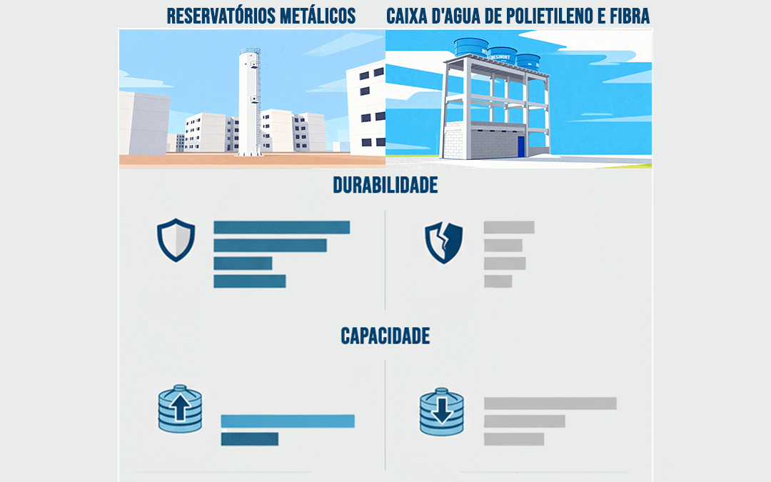Reservatórios metálicos x caixas d'agua de polietileno e fibra: qual é a melhor escolha para grandes condomínios?